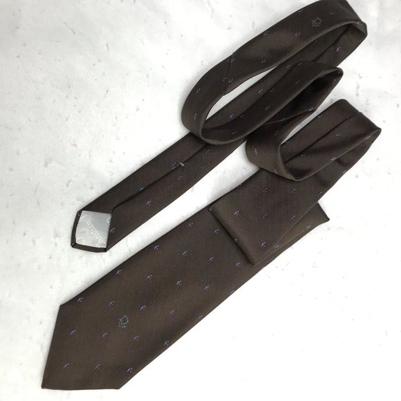New Auc Christian Dior embroidered brown tie